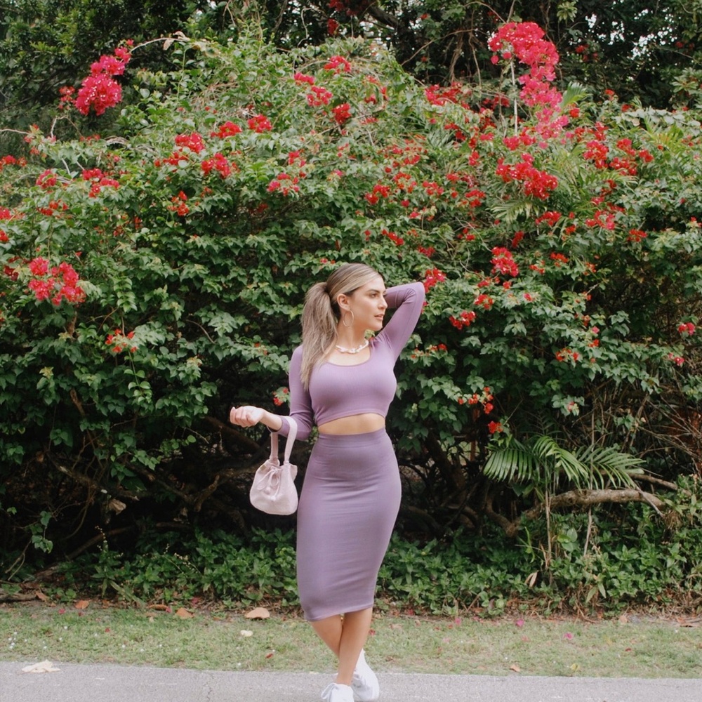 Elegant Purple Women's Skirt and top